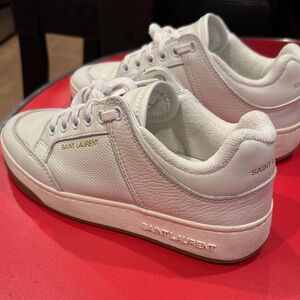 Saint Laurent Ivory Leather Sneakers